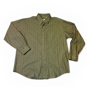 Viyella mens XL tan check plaid 80/20 cotton wool blend button up oxford shirt